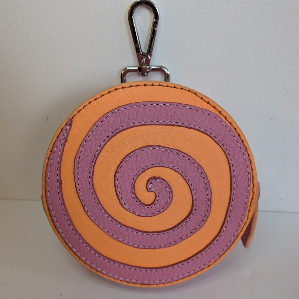 John Fluevog Kitty Round Clip-on Pouch Swirl Pink Peach